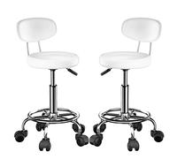 Juego de 2 taburetes con Ruedas con Resp y Acolchado Giratorio de 360° Silla giratoria con Ruedas Taburete de Trabajo para el hogar práctica Estudio Taller