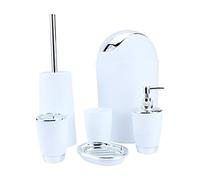 Juego de accesorios de baño de 6 piezas Set de de baño con taza, soporte para cepillo de dientes, soporte para sopa, botella de jabón líquido, papelera, cepillo para