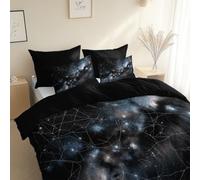 Juego de Funda nórdica Arte Celestial Estrellas Del Espacio, Cama 90-150 x 220 cm, y 2 fundas de almohada de 50 x 75 cm, NegroMicrofibra Juego de Cama de 3 Piezas Transpirable, para niños y adultos