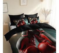 Juego de Funda nórdica Estilo De Fotografía Guantes De Boxeo., Cama 90-150 x 220 cm, y 2 fundas de almohada NegroMicrofibra Juego de Cama de 3 Piezas Transpirable, para niños y adultos