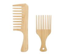 Juego de peines para recoger el cabello, paquete de 2, peines antiestáticos de dientes anchos para desenredar el cabello, para peinado diario, aseo de barba, Material de madera