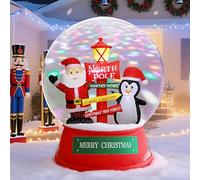 Juegoal Christmas Inflatables Decorations Outdoor, 6FT Inflatable Xmas Snow Globe with Built-in Rotating Lights, Lighted Blow Up Santa & Penguin in Snowing Globe for Holiday Winter Lawn Yard Garden