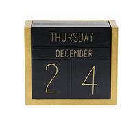 Juegoal Wooden Perpetual Calendar, Wooden Block Daily Calendar Office Desk Accessories (Black)