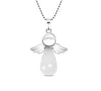 Juelia Natural Healing Crystal Necklace: Angel Wings Reiki Energy Gemstone Pendant Chakra Yoga Crystals Necklaces Balancing Jewelry Gifts for Women Her ladiess with Box (Clear Quartz)