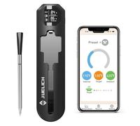 JUELICH Smart Wireless Meat Thermometer, Bluetooth Digital Food Probe, 250m Range, Internal & Ambient Temp, Ideal for Oven, Grill, Kitchen, BBQ, Smoker, Air Fryer, Sous Vide, Black