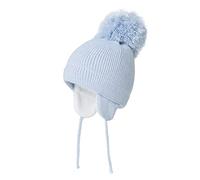 Juenier Baby Winter Hat with Fleece Lined Kids Toddler Boys Girls Knit Beanies with Earflap(Horizontal Stripes-Light Blue,50-52CM/19.7"-20.5")