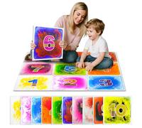 JUEOQOY Liquid Sensory Tiles for Kids - Colorful 12" Educational Floor Mats for Number Learning, Visual Tracking, Classroom Sensory Play & Calm Activities (10-Pack)