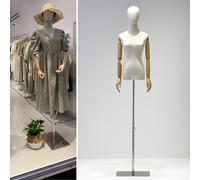 Jueraori Mannequin Body Female, Tailors Dummy Torso with Wooden Arms Detachable Head, Dress Form Display Mannequin Stand for Sewing, Height Adjustment 140-190cm ( Color : Silver , Size : M )
