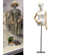 Jueraori Mannequin Body Female, Tailors Dummy Torso with Wooden Arms Detachable Head, Dress Form Display Mannequin Stand for Sewing, Height Adjustment 140-190cm ( Color : Black , Size : M )