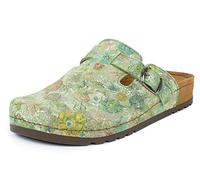 Jürgen Hirsch Ladies' Clog Ergo 05, All-Round Leather, with deep Footbed and Anti-Shock Heel pad (Green, Size 4,5)
