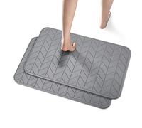 JUERLEN 2 Pack Diatomaceous Earth Shower Mat, Stone Bath Mat, Nonslip Super Absorbent Fast-Drying Hard Bath Mat for Bathroom Shower Floor, 24 x 16 inch, Grey Arrow Design