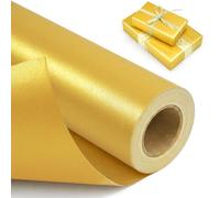 Juertime Gold Wrapping Paper Roll, Double-Sided Pearl Finish | 17 In X 32.8 Ft, Solid Gold Gift Wrapping Paper for Christmas, Weddings, Birthdays, Anniversaries & DIY Crafts