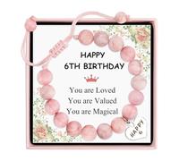 Juesly 6th Birthday Gifts for Girls, Beaded Bracelets for 6 Year Old Girl Birthday Gifts, Adjustable Stone Pearl Bracelet Presents for Her Daughter Granddaughter Niece