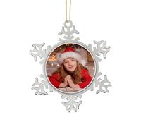JUESMOS Christmas Photo Ornament 2025 Snowflake Photo Frame Ornament for Christmas Tree Decorations Metal Xmas Picture Frame Ornaments for Xmas Home Decorations Keepsake Gifts
