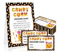 JUESMOS Halloween Party Game for Kids Adults, Guess How Many Candy Game Cards, 50pcs Guessing Games Card for Halloween Party Decorations Baby Shower Games Favor, 1 Sign Card and 50 Guessing Cards