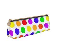 JUEXDEME Beautiful Polka Dot Leather Pencil Case Slim Design Pen Bag with Metallic Zipper Pocket Size for Or Student Office College Middle School