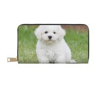 JUEXDEME Bichon Frise Dog Long Faux Leather Clutch Chic Stylish Women's Wallets for Modern Women Large Capacity Card Holder and Organizer Pockets Durable Purse Handbag for Everyday Travel