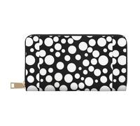 JUEXDEME Black and White Polka Dot Long Faux Leather Clutch Chic Stylish Women's Wallets for Modern Women Large Capacity Card Holder and Organizer Pockets Durable Purse Handbag for Everyday Travel