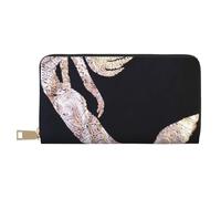 JUEXDEME Black Mermaid Long Faux Leather Clutch Chic Stylish Women's Wallets for Modern Women Large Capacity Card Holder and Organizer Pockets Durable Purse Handbag for Everyday Travel