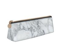 JUEXDEME Black Textured Marble Leather Pencil Case Slim Design Pen Bag with Metallic Zipper Pocket Size for Or Student Office College Middle School