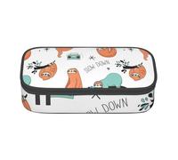 JUEXDEME Brown Sloth Large Capacity Pencil Case with Smooth Zipper, Pouch for School Office Supplies, Pen Case, Pencil Bag, Desk Organizer