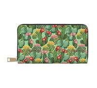 JUEXDEME Cactus Floral Bloom Long Faux Leather Clutch Chic Stylish Women's Wallets for Modern Women Large Capacity Card Holder and Organizer Pockets Durable Purse Handbag for Everyday Travel