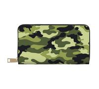 JUEXDEME Camo Green Long Faux Leather Clutch Chic Stylish Women's Wallets for Modern Women Large Capacity Card Holder and Organizer Pockets Durable Purse Handbag for Everyday Travel