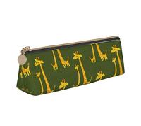 JUEXDEME Cartoon Giraffe Leather Pencil Case Slim Design Pen Bag with Metallic Zipper Pocket Size for Or Student Office College Middle School
