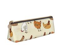 JUEXDEME Chicken Pattern Leather Pencil Case Slim Design Pen Bag with Metallic Zipper Pocket Size for Or Student Office College Middle School