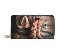 JUEXDEME Cowgirl Boots Hat in Farm Long Faux Leather Clutch Chic Stylish Women's Wallets for Modern Women Large Capacity Card Holder and Organizer Pockets Durable Purse Handbag for Everyday Travel