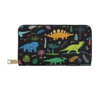 JUEXDEME Dinosaur Palm Leaf Long Faux Leather Clutch Chic Stylish Women's Wallets for Modern Women Large Capacity Card Holder and Organizer Pockets Durable Purse Handbag for Everyday Travel