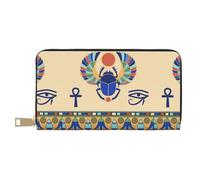 JUEXDEME Egyptian Scarab Long Faux Leather Clutch Chic Stylish Women's Wallets for Modern Women Large Capacity Card Holder and Organizer Pockets Durable Purse Handbag for Everyday Travel