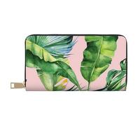 JUEXDEME Fresh Banana Leaves Long Faux Leather Clutch Chic Stylish Women's Wallets for Modern Women Large Capacity Card Holder and Organizer Pockets Durable Purse Handbag for Everyday Travel