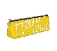 JUEXDEME Goodlooking Hello Sunshine Leather Pencil Case Slim Design Pen Bag with Metallic Zipper Pocket Size for Or Student Office College Middle School