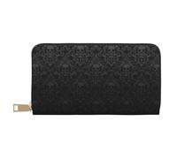 JUEXDEME Gothic Wallpaper Skull Long Faux Leather Clutch Chic Stylish Women's Wallets for Modern Women Large Capacity Card Holder and Organizer Pockets Durable Purse Handbag for Everyday Travel