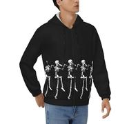 JUEXDEME Halloween Posable Skeleton Skull Print Mens Hoodie Sweatshirt Full Zip Up Hooded Jackets Long Sleeve Pullover Jacket Hoody Hoodies Tops With Pockets