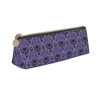 JUEXDEME Haunted Mansion Leather Pencil Case Slim Design Pen Bag with Metallic Zipper Pocket Size for Or Student Office College Middle School
