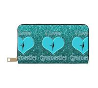 JUEXDEME I Love Gymnastics Long Faux Leather Clutch Chic Stylish Women's Wallets for Modern Women Large Capacity Card Holder and Organizer Pockets Durable Purse Handbag for Everyday Travel