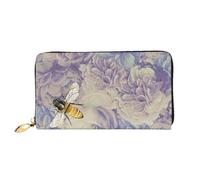 JUEXDEME Leather Women's Bee Flying Wallets Large Capacity Card Holder Ladies Purse with Multiple Card Slots Long Ladies Purse with Zipper Compartment 19cm*10.5cm Ladies Purses Soft Leather