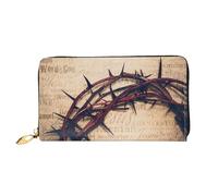 JUEXDEME Leather Women's Crown of Thorns Wallets Large Capacity Card Holder Ladies Purse with Multiple Card Slots Long Ladies Purse with Zipper Compartment 19cm*10.5cm Ladies Purses Soft Leather