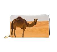 JUEXDEME Leather Women's Desert Sand Camel Wallets Large Capacity Card Holder Ladies Purse with Multiple Card Slots Long Ladies Purse with Zipper Compartment 19cm*10.5cm Ladies Purses Soft Leather