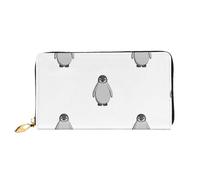 JUEXDEME Leather Women's Grey Penguin Wallets Large Capacity Card Holder Ladies Purse with Multiple Card Slots Long Ladies Purse with Zipper Compartment 19cm*10.5cm Ladies Purses Soft Leather