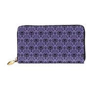 JUEXDEME Leather Women's Haunted Mansion Wallets Large Capacity Card Holder Ladies Purse with Multiple Card Slots Long Ladies Purse with Zipper Compartment 19cm*10.5cm Ladies Purses Soft Leather