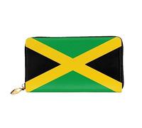 JUEXDEME Leather Women's Jamaica Flag Wallets Large Capacity Card Holder Ladies Purse with Multiple Card Slots Long Ladies Purse with Zipper Compartment 19cm*10.5cm Ladies Purses Soft Leather