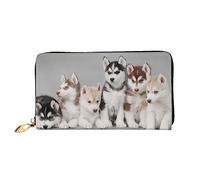 JUEXDEME Leather Women's Lovely Dogs Wallets Large Capacity Card Holder Ladies Purse with Multiple Card Slots Long Ladies Purse with Zipper Compartment 19cm*10.5cm Ladies Purses Soft Leather
