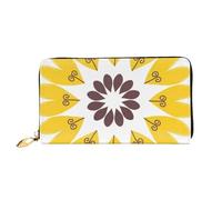 JUEXDEME Leather Women's Sunflower Beauty Wallets Large Capacity Card Holder Ladies Purse with Multiple Card Slots Long Ladies Purse with Zipper Compartment 19cm*10.5cm Ladies Purses Soft Leather