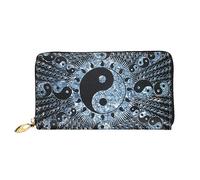 JUEXDEME Leather Women's Ying Yang Diagram Wallets Large Capacity Card Holder Ladies Purse with Multiple Card Slots Long Ladies Purse with Zipper Compartment 19cm*10.5cm Ladies Purses Soft Leather