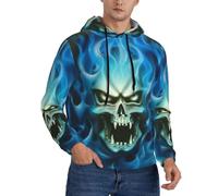 JUEXDEME Men'S Hoodies Pullover Hooded Sweatshirts Casaul Long Sleeve Drawstring Horror Ghost Skull Print Hooded Sweatshirt With Kanga Pockets