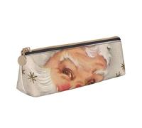 JUEXDEME Merry Christmas Leather Pencil Case Slim Design Pen Bag with Metallic Zipper Pocket Size for Or Student Office College Middle School
