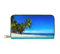 JUEXDEME Palm Trees and Clear Sea Long Faux Leather Clutch Chic Stylish Women's Wallets for Modern Women Large Capacity Card Holder and Organizer Pockets Durable Purse Handbag for Everyday Travel